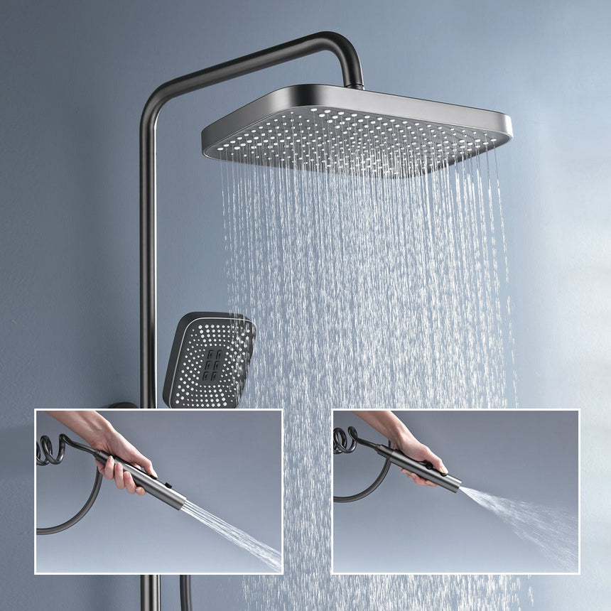 Smart shower system installed in a bathroom setting
