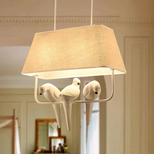 Linen Chandelier with Iron Accents for Living Room