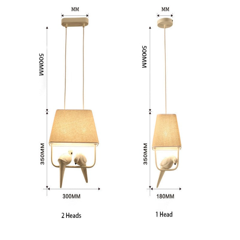 Linen Bird Chandelier Ambient Glow for Study Room