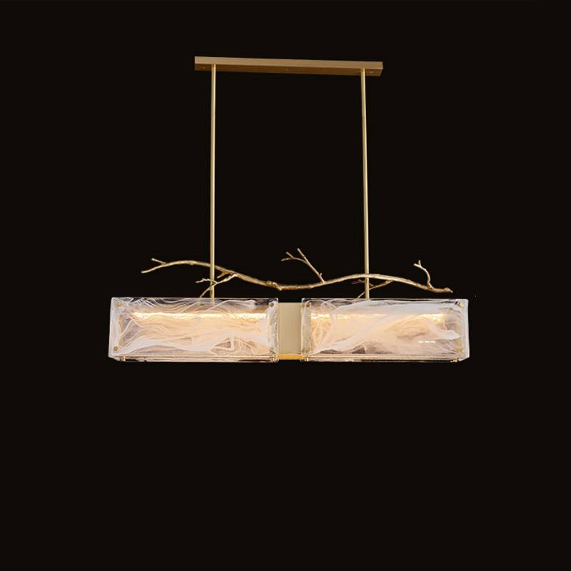 Glass and Metal Chandelier Fixture