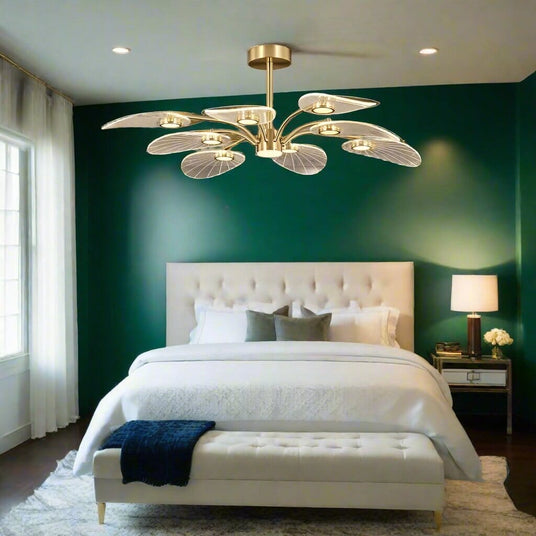 Lotus Leaf Acrylic Chandelier with Gold Finish