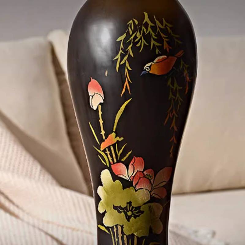 Ceramic Lamp with Botanical Lotus Design