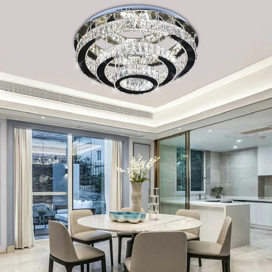K9 Crystal Chandelier with Chrome Frame Detail
