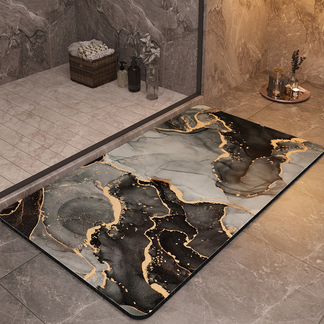 Soft bath mat with moisture-absorbing surface for bathroom floors