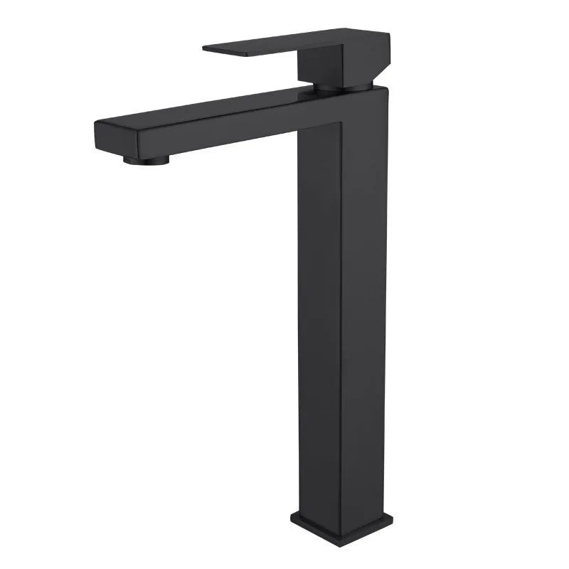 Stainless steel bathroom faucet installed in a bathroom setting