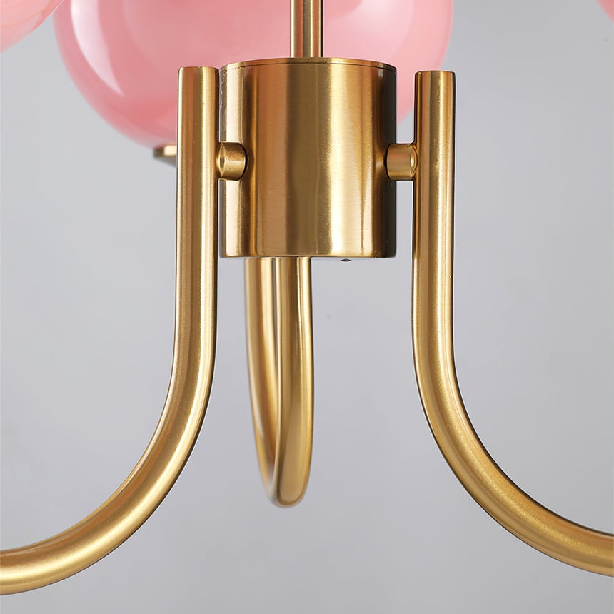 Alora Marshmallow Chandelier With Pink Glass Shades