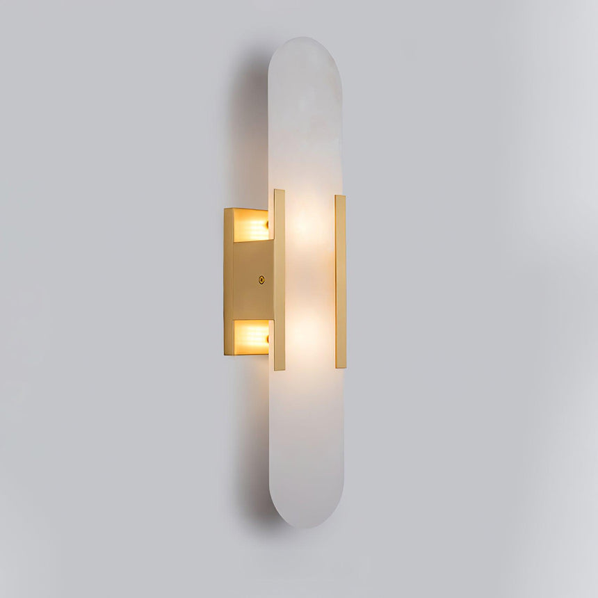 alabaster wall lamp with copper accents for living room decor