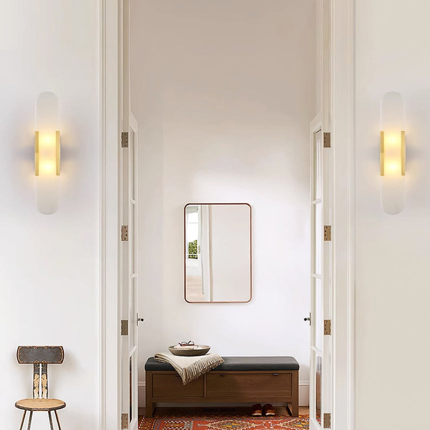 alabaster wall lamp with copper accents - dimensions reference