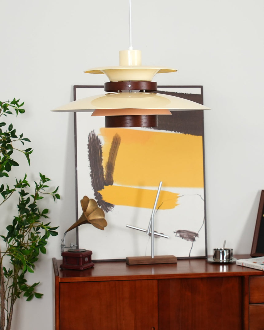 Elegant Pendant Lamp with Metal and Wood Finish
