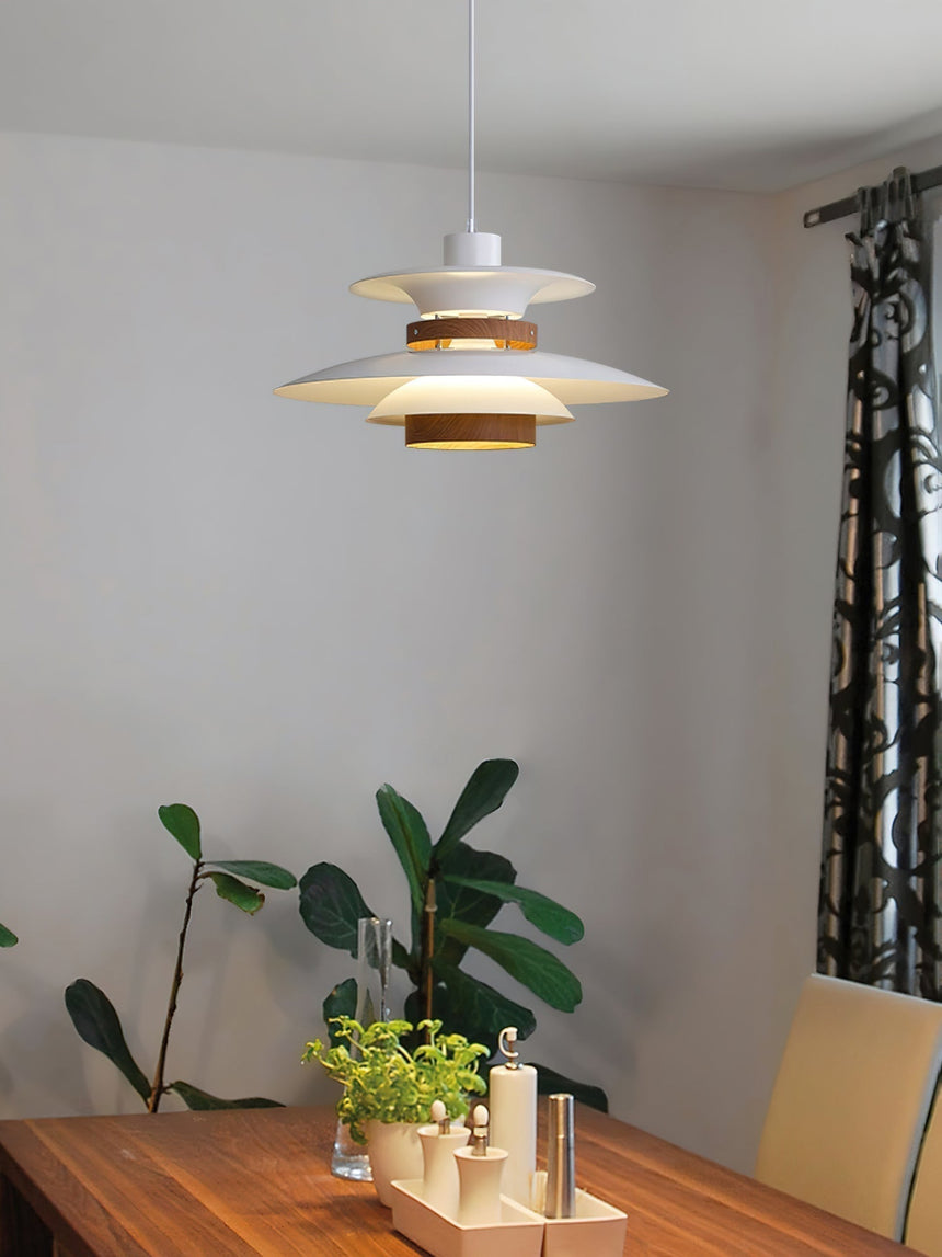 Elegant Pendant Lamp with Metal and Wood Finish