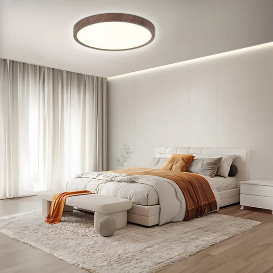 Walnut Circular Ceiling Light Ambient Glow