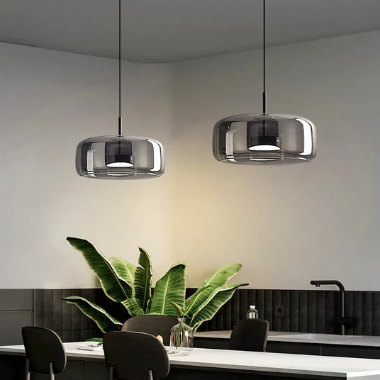 Glass Globe Pendant Light metallic accents detail