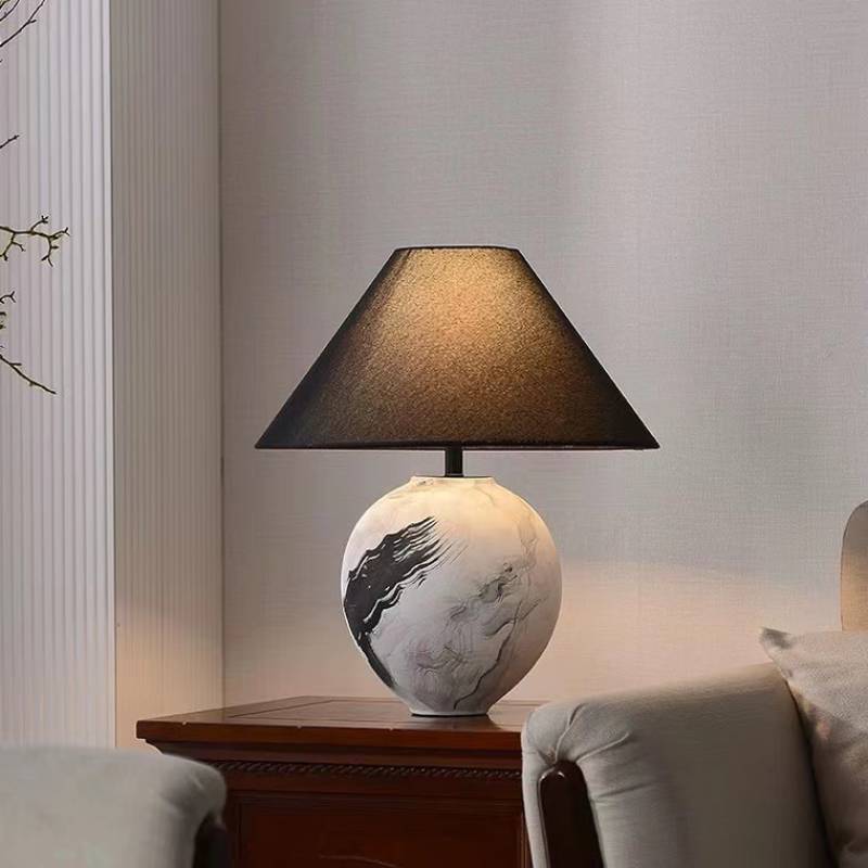 Table Lamp with Marble Pattern for Living Room