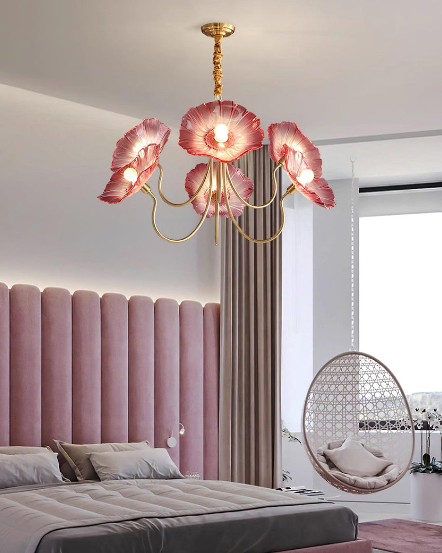 Glass chandelier for dining table ambiance
