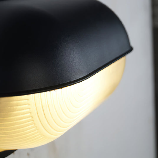 outdoor wall light close-up ribbed glass detail