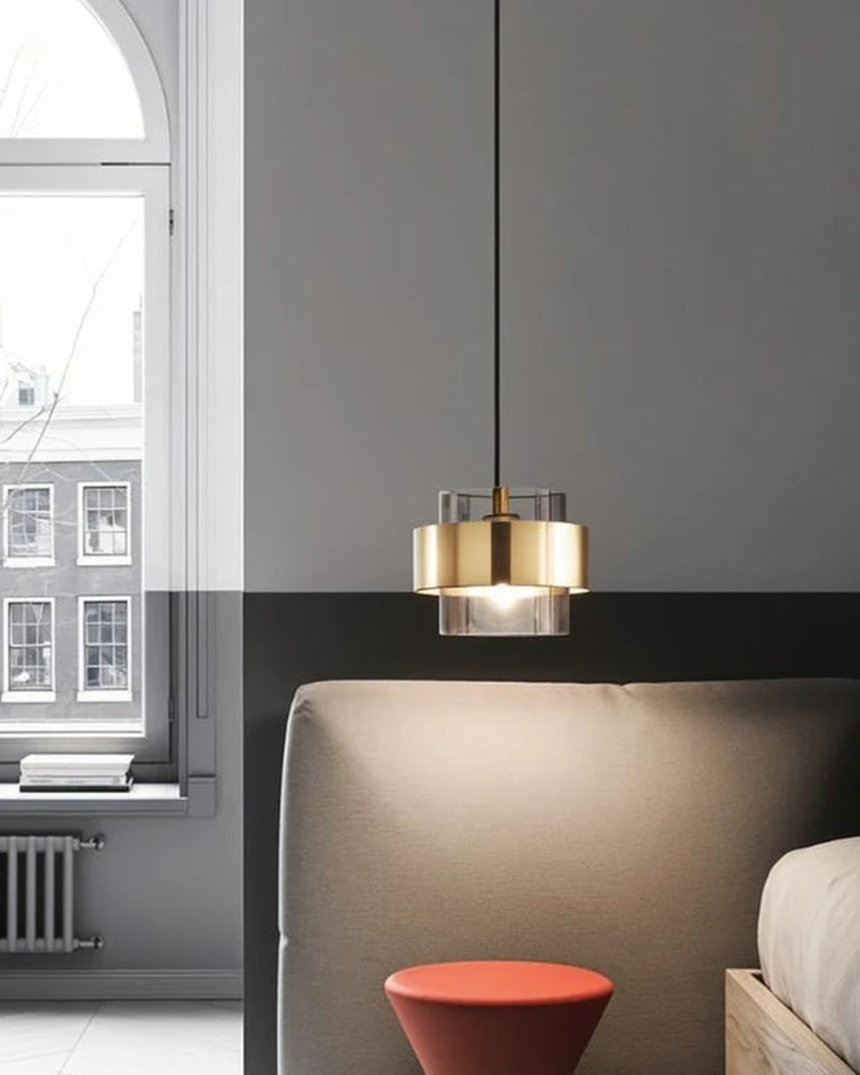 Solara Gold Glass Pendant Light for kitchen ceiling - OpalDwell
