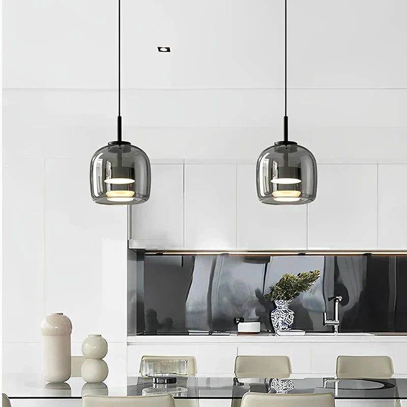 Clear Glass Pendant Light Full Profile View OpalDwell