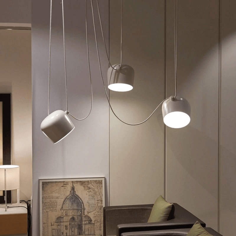 Drum Pendant Light White Finish Detail