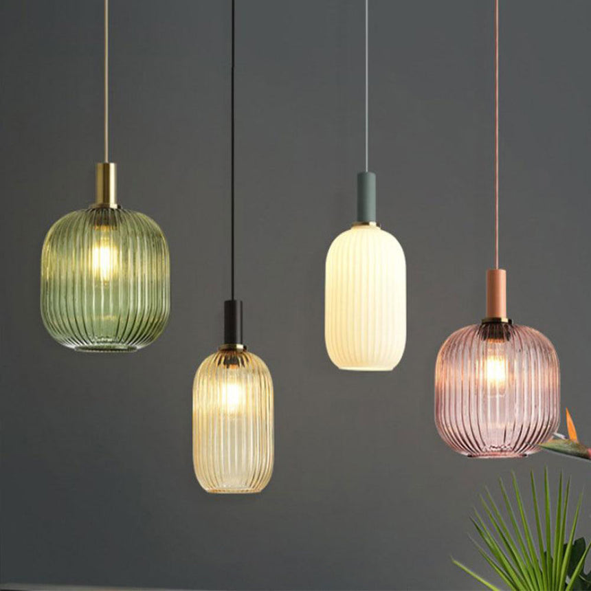 Nordic Fluted Glass Pendant Lamp for Modern Interiors OpalDwell