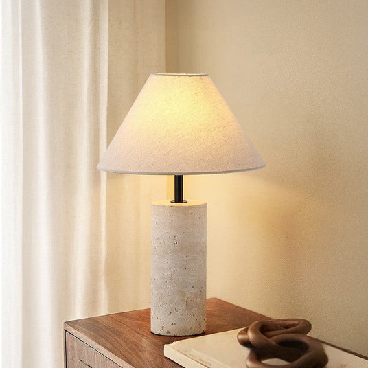 Marble and Linen Accent Table Lamp for Living Room