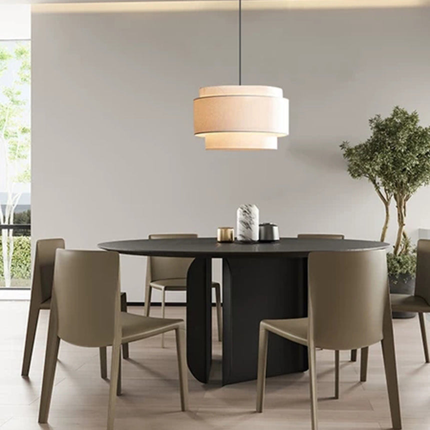 Beige Linen Pendant Lamp for Bedroom Ambient Glow