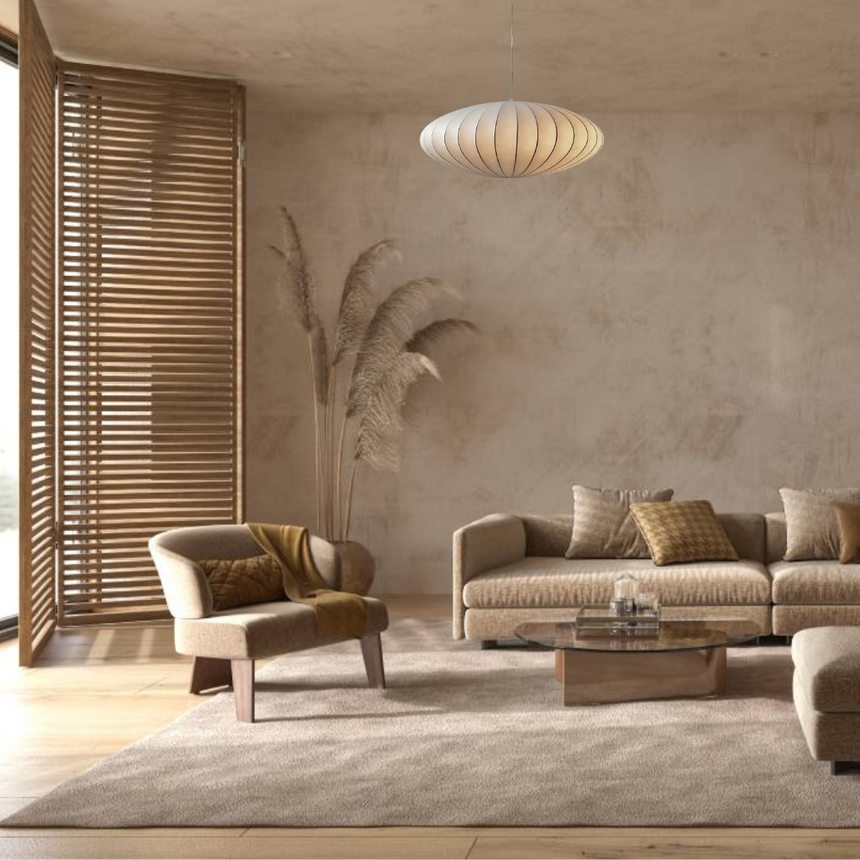 Aethera Silk Ceiling Light metal frame construction - OpalDwell