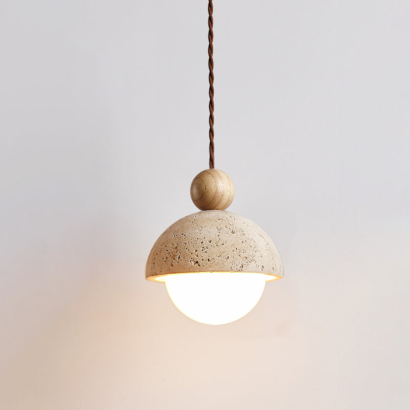 Warm Wood Pendant Light Glass Globe Design