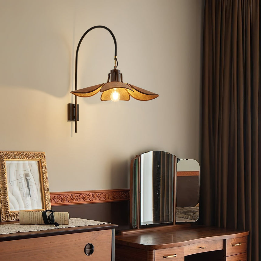 Wall Lamp In Linen And Wood Finish - OroDwell