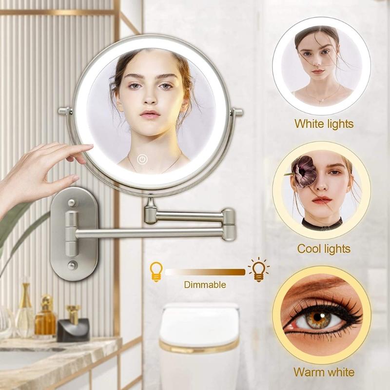 Stainless steel vanity mirror with double-sided glass