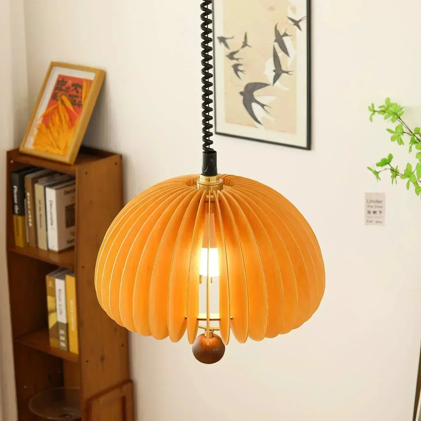Pendant Light In Metal And Wood Finish - OroDwell