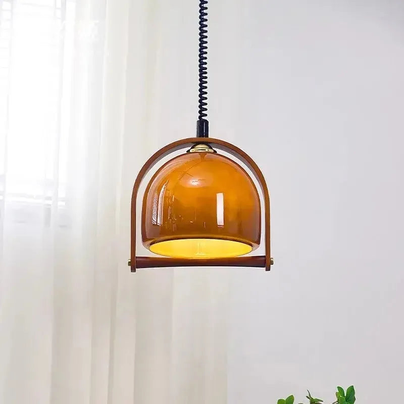Wood and Glass Pendant Light for Dining Room