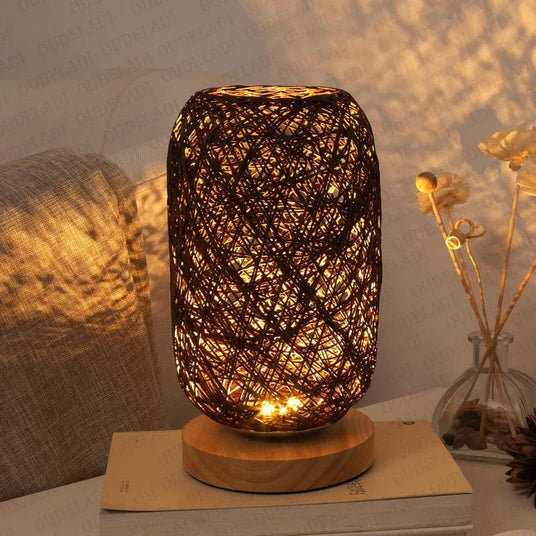 Rattan Table Lamp Detail Close Up