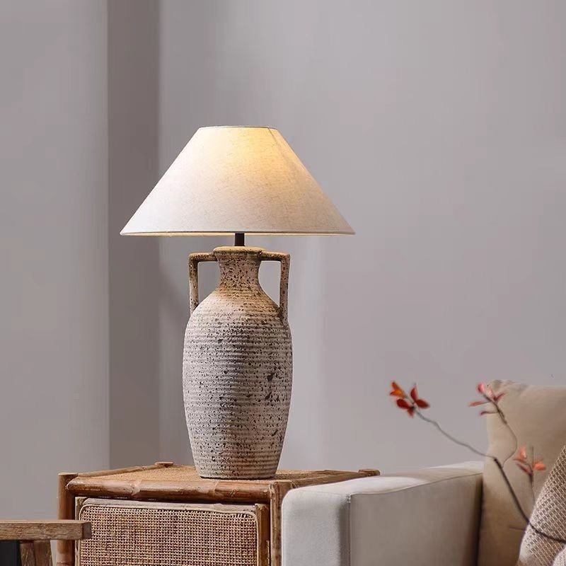 Mottled grey ceramic lamp for modern homes