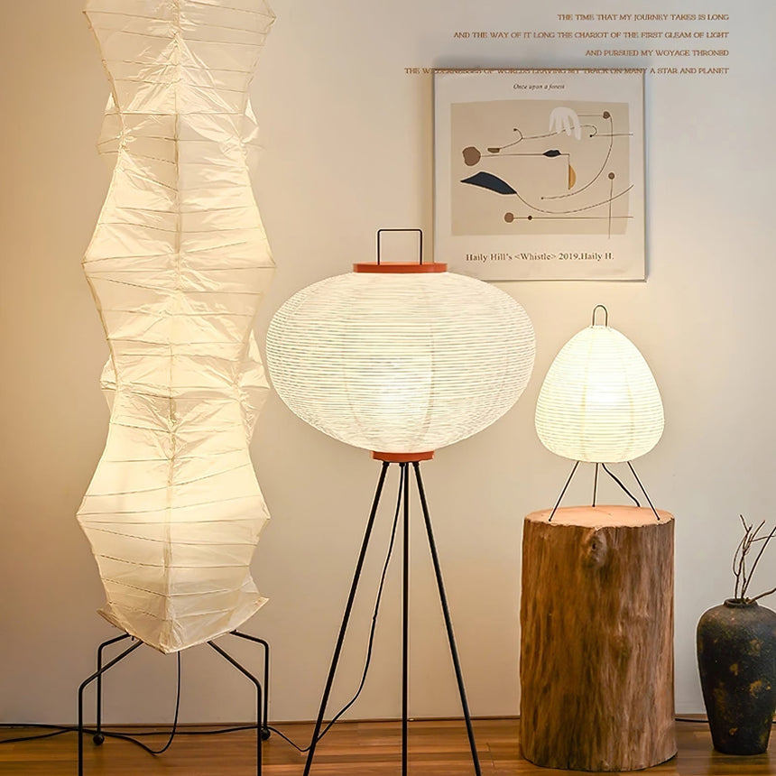 Kazumi Rice Paper Floor Lamp by OpalDwell Soft Ambient Glow OpalDwell