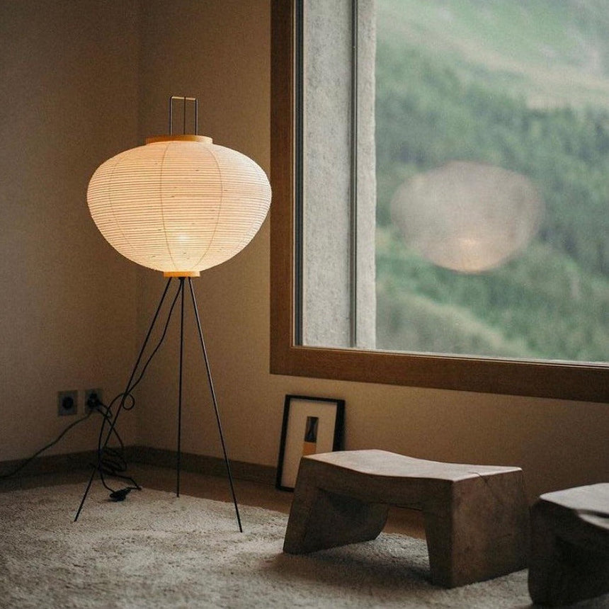 Kaze Rice Paper Floor Lamp - Japanese-Inspired Ambient Glow OpalDwell