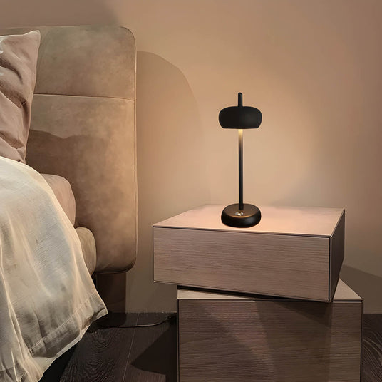Metal Table Lamp close-up – square design | OroDwell