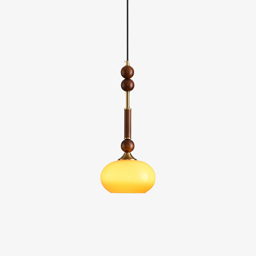 Roman Inspired Pendant Lamp with Wood and Brass Detail