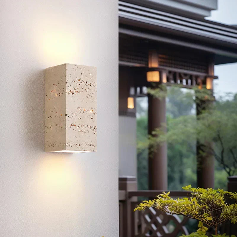 Perforated Stone Wall Light Fixture Detail
