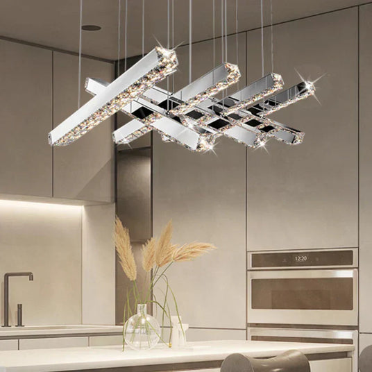 Chandelier - Crystal Glass and Stainless Steel Detail