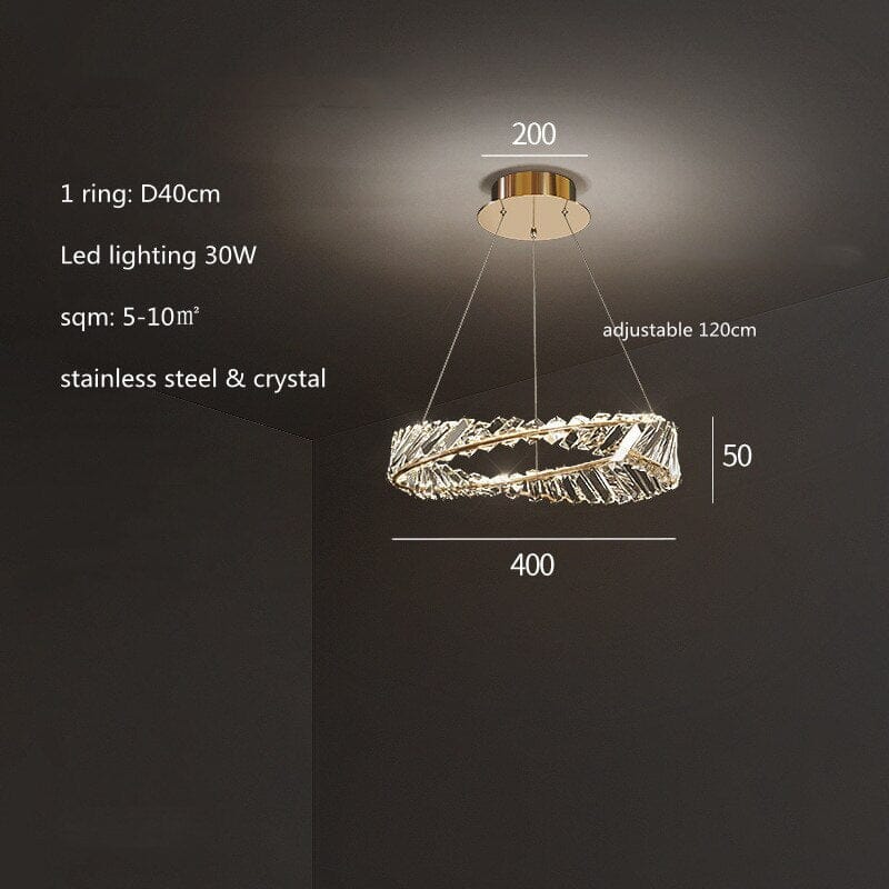 LED Strip Chandelier Polished Steel Finish