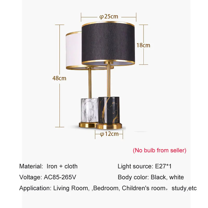 Fabric desk lamp gold frame accent detail