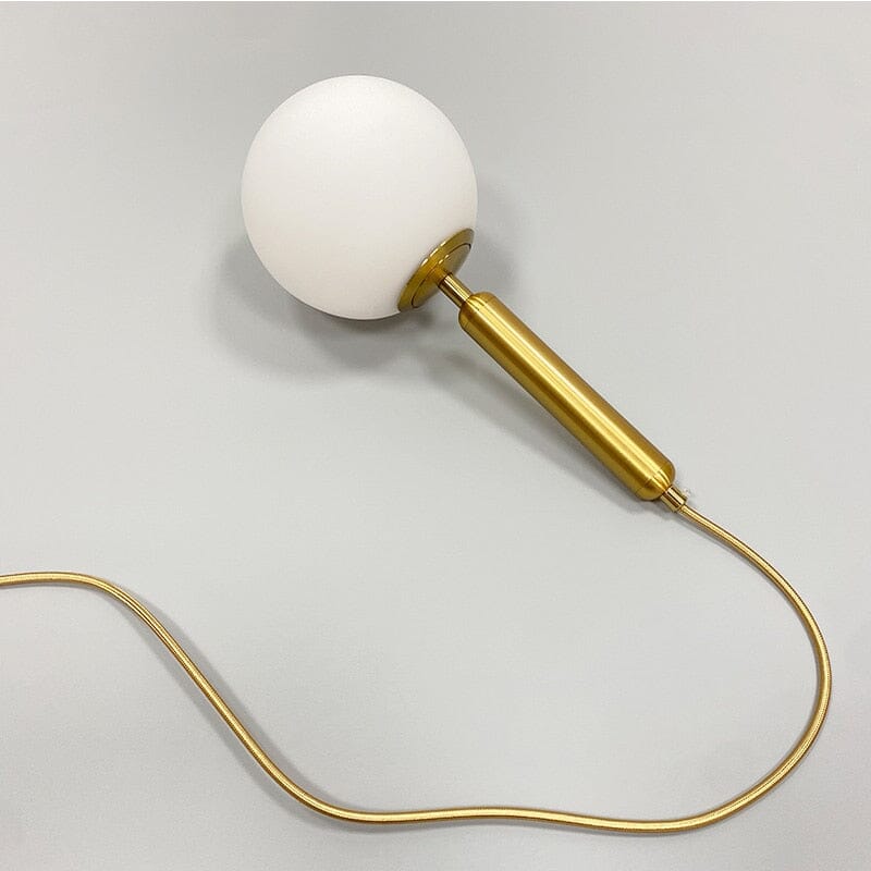 Aluminum pendant light with glass stone shade