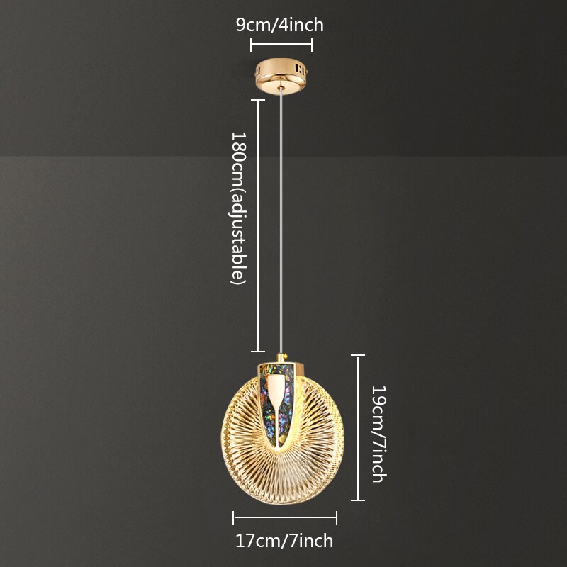 Aurelia Round Pendant Light Gold Lampshade Color Option - OpalDwell