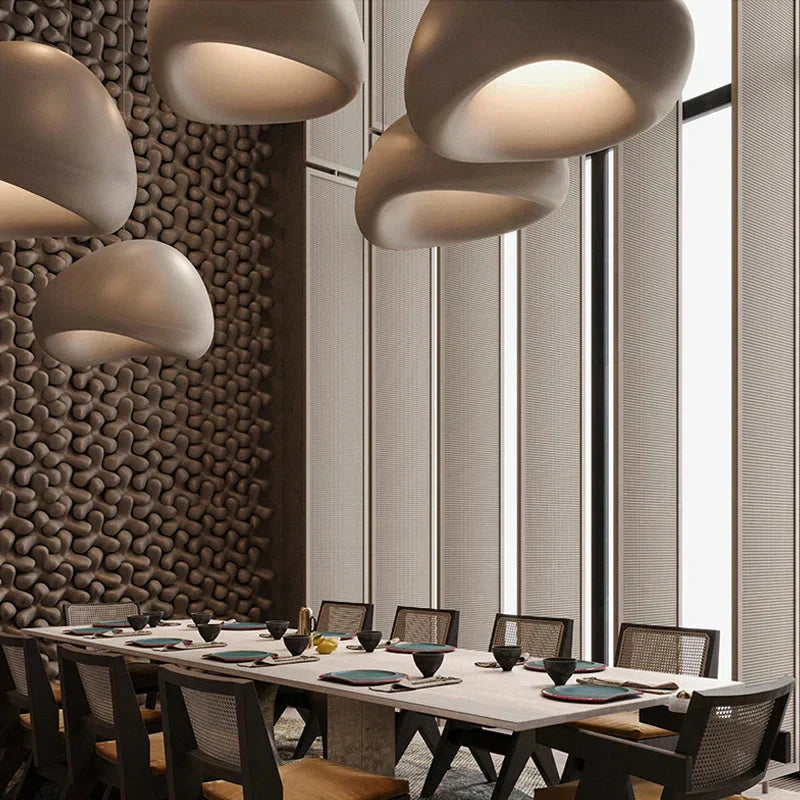 Organic pendant light warm ambient glow