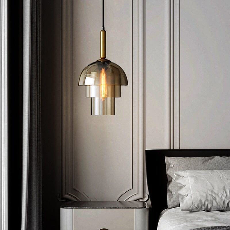 Amber glass shade pendant light for lounge