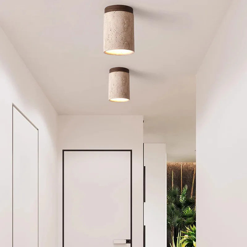 Elara Chandelier Natural Travertine Stone Detail Close-Up - OpalDwell