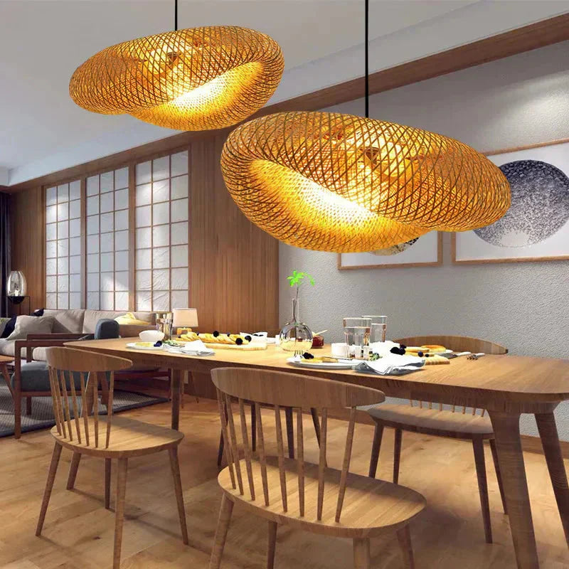 Bamboo chandelier installation view