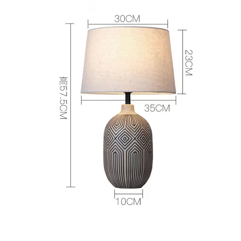 Geometric Pattern Ceramic Lamp for Bedroom