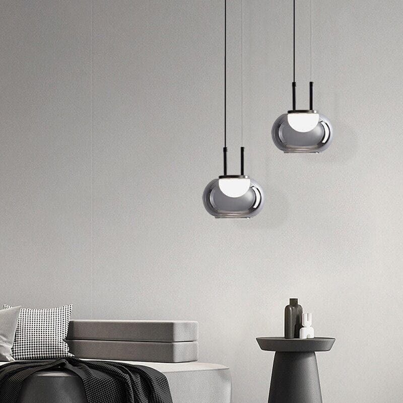 glass chandelier with high-brightness textured shade for living room decor