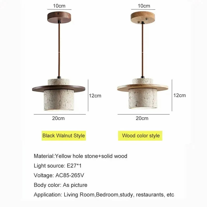 Stone Wood Pendant Lamp Lifestyle Bedroom Setting